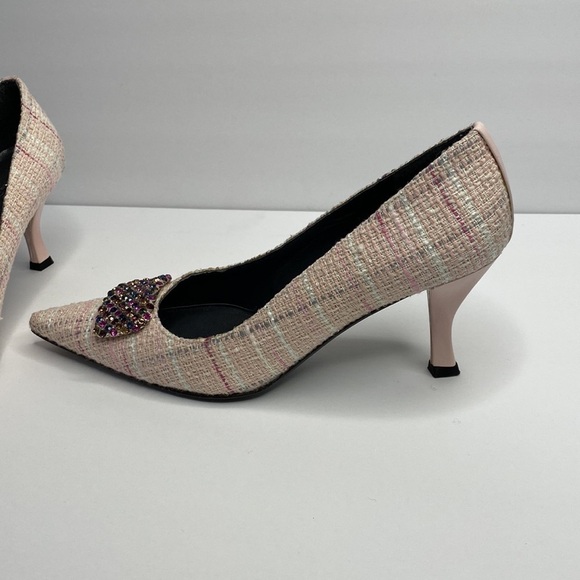 STUART Weitzman Pink Tweed Heels - Picture 4 of 8